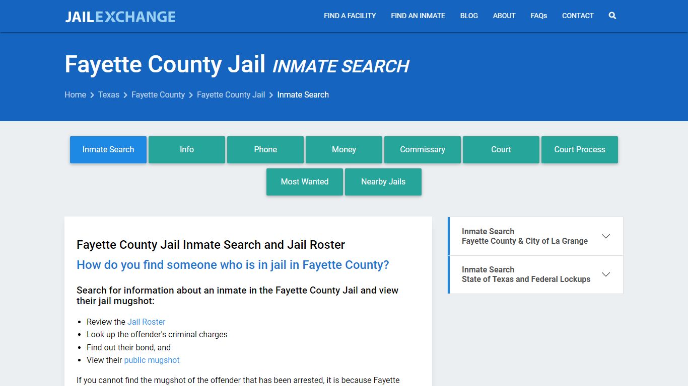 Inmate Search: Roster & Mugshots - Fayette County Jail, TX